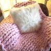 Chunky Knit Blanket Peel Powder, Knitted Blankets Chunky for Decoration Made from Acrylic Wool Soft Throw Blankets Perfect Home Decore for The Bed, Couch, and Living Room -59x79inch view 4