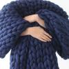 Daoyuan Coarse Woolen Blanket Hand-Woven Chunky Knitted Blanket Thick Home Decoration Luxury Comfortable Chenille Yarn Block Pet Bed Sofa Cushion Bedroom Throw Blanket view 1