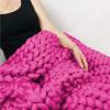 Chunky Knit Blanket Throw Rose red, Handmade Knitted Blanket Super Soft&Cozy Bulky Knitting Blankets for Bedroom Decor Bed Chair Sofa Pet Mat Rug -60x60inch view 4