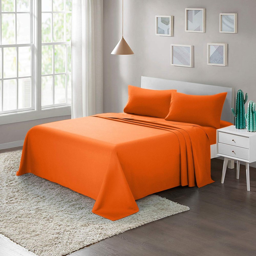 1000 Thread Count Bed Sheets 100% Egyptian Cotton Sheets Set - Cot Bed Size 30" X 75",Fits Mattress Upto 16-18 Inch Deep Pocket, Orange Solid