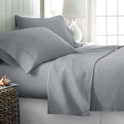 1000 Thread Count Bed Sheets 100% Egyptian Cotton Sheets Set - Queen Size 60" X 80", Fits Mattress Upto 16-18 Inch Deep Pocket, Silver Grey Solid