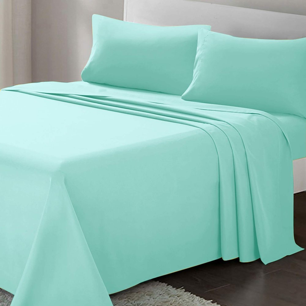 1000 Thread Count Bed Sheets 100% Egyptian Cotton Sheets Set - Cot Bed Size 30" X 75",Fits Mattress Upto 16-18 Inch Deep Pocket, Aqua Solid