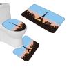 Amagical Paris Eiffel Tower Cityscape Sunset Blue Sky Pattern 4 Piece Bathroom Mat Set Shower Curtain Set Bath Mat Contour Mat Toilet Cover Shower Curtian 12 Hooks view 3