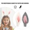 VALICLUD 8pcs Easter Felt Bunny Ear Ornament Creative Nonwoven Rabbit Ear DIY Craft Hair Clips Headband Kids Easter Party Hair Accessories (White+Grey) view 3