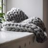 Daoyuan Coarse Wool Blanket Chunky Knitted Blanket Hand-Woven Warm and Fashionable Baby Blanket Pet Bed Large Block Throw Chenille Yarn Beautiful Home Decoration view 3