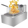 Electric Deep Fryer, Commercial Stainless Steel Deep Fryer,Countertop Kitchen Frying Machine, Stainless Steel French Fryer for Turkey, French Fries, Donuts (6 Litre) view 1