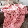 Daoyuan Coarse Wool Blanket Chunky Knitted Blanket Hand-Woven Warm and Fashionable Baby Blanket Pet Bed Large Block Throw Chenille Yarn Beautiful Home Decoration view 1
