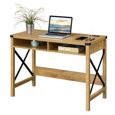 Convenience Concepts Durango Desk with Charging Station, 42", English Oak/Black