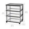 IRIS USA Plastic Drawer Storage Organizer Rolling Cart, with Wheels Casters, 3-Drawers, for Art Craft Supplies Bathroom Dorm Bedroom Laundry Room, Wide, Black view 3