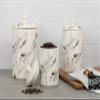 10 Strawberry Street Marble Ceramic Kitchen Canister Set, Set of 3, White/Black view 2