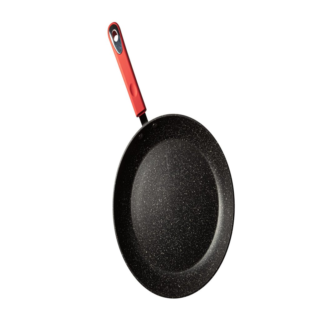 Millvado 11" Nonstick Frying Pan: Large Skillet With Heavy Duty Non Stick Coating - Red Silicone Handle - Induction Compatible Frypans