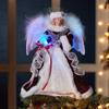 Kurt S. Adler 12-Inch White, Silver and Burgundy Angel Tree Topper with Fiberoptic LED Lights view 2