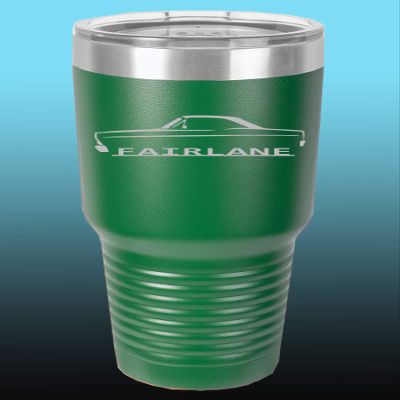 1966 1967 Ford Fairlane Hardtop 30oz Stainless Steel Tumbler w/Clear Lid green