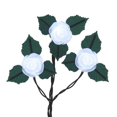 Kurt S. Adler UL 10-Light Cool White Frost White Rose Light Set