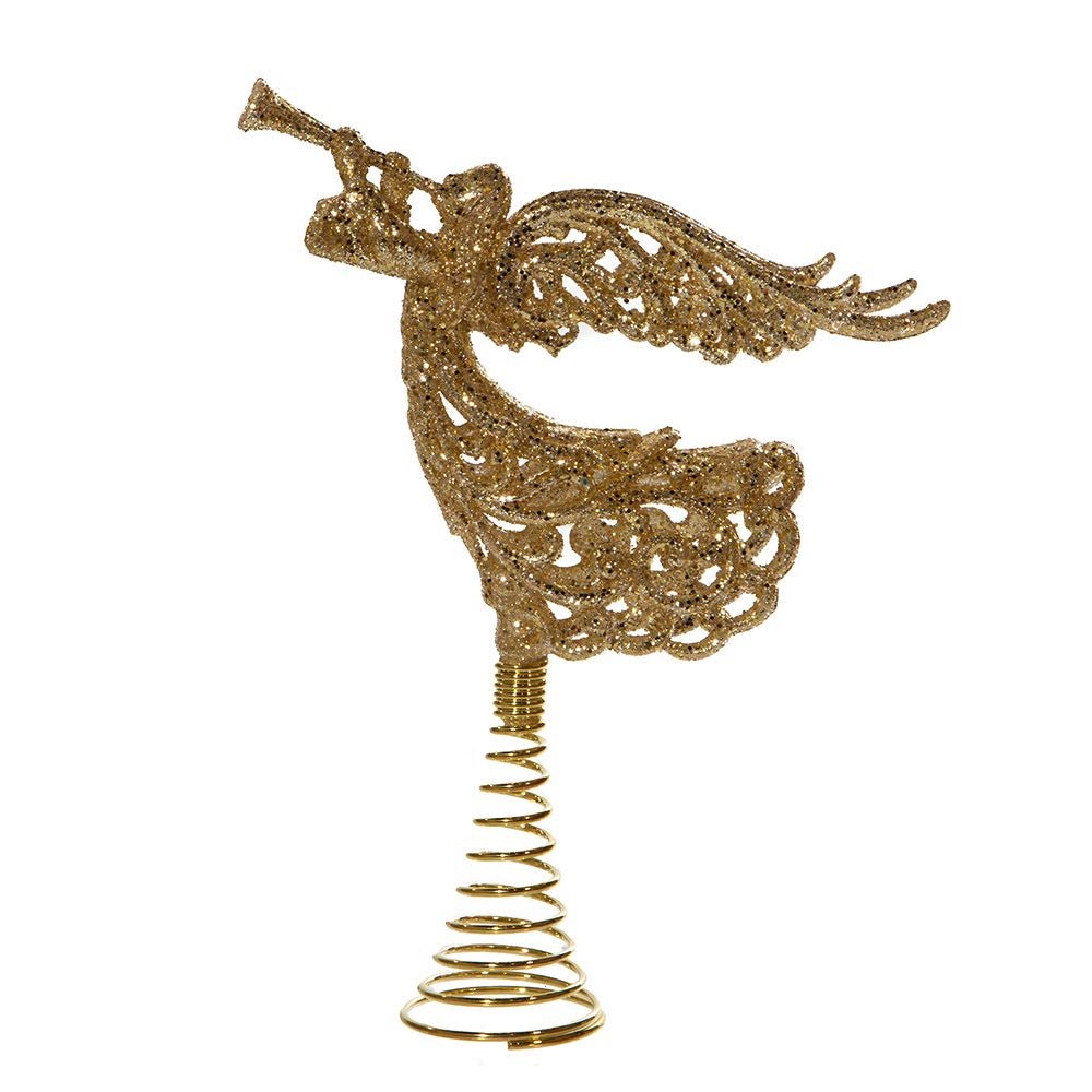 Kurt S. Adler 8.7-Inch Plastic Glittered Gold Angel Tree Topper