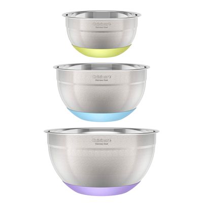 3-Piece Stainless Steel Mixing Bowls with Nonslip Base, 1.5qt, 3qt & 5qt