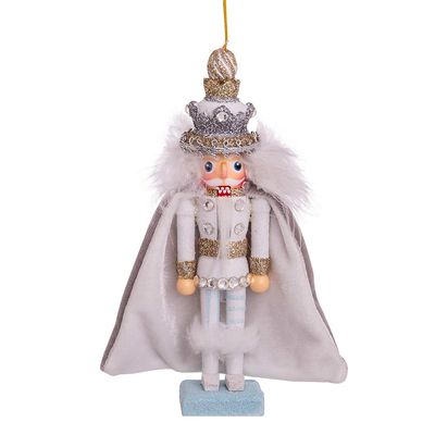 Kurt S. Adler 6-Inch Hollywood White and Silver Swarovski King Nutcracker Ornaments
