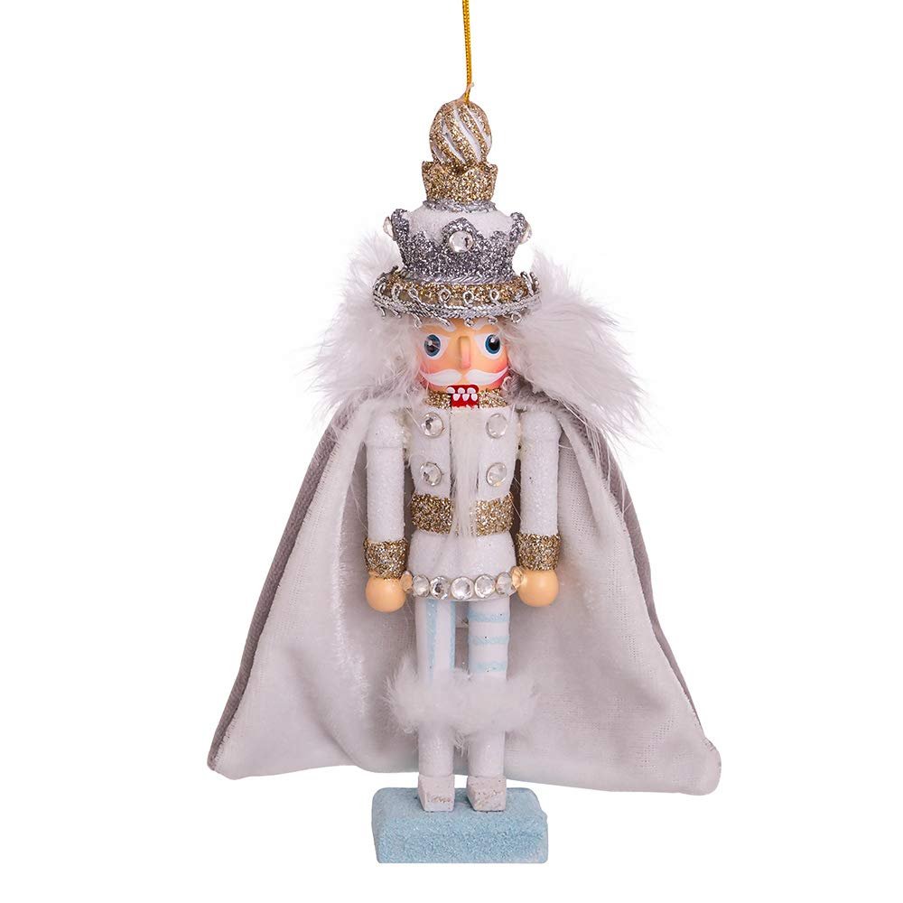 Kurt S. Adler 6-Inch Hollywood White and Silver Swarovski King Nutcracker Ornaments