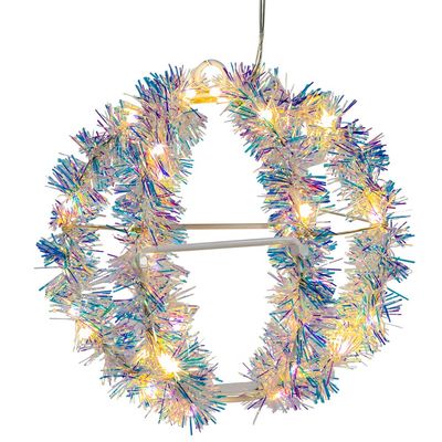 Kurt S. Adler 6-Inch Warm White LED Tinsel Foldable Sphere