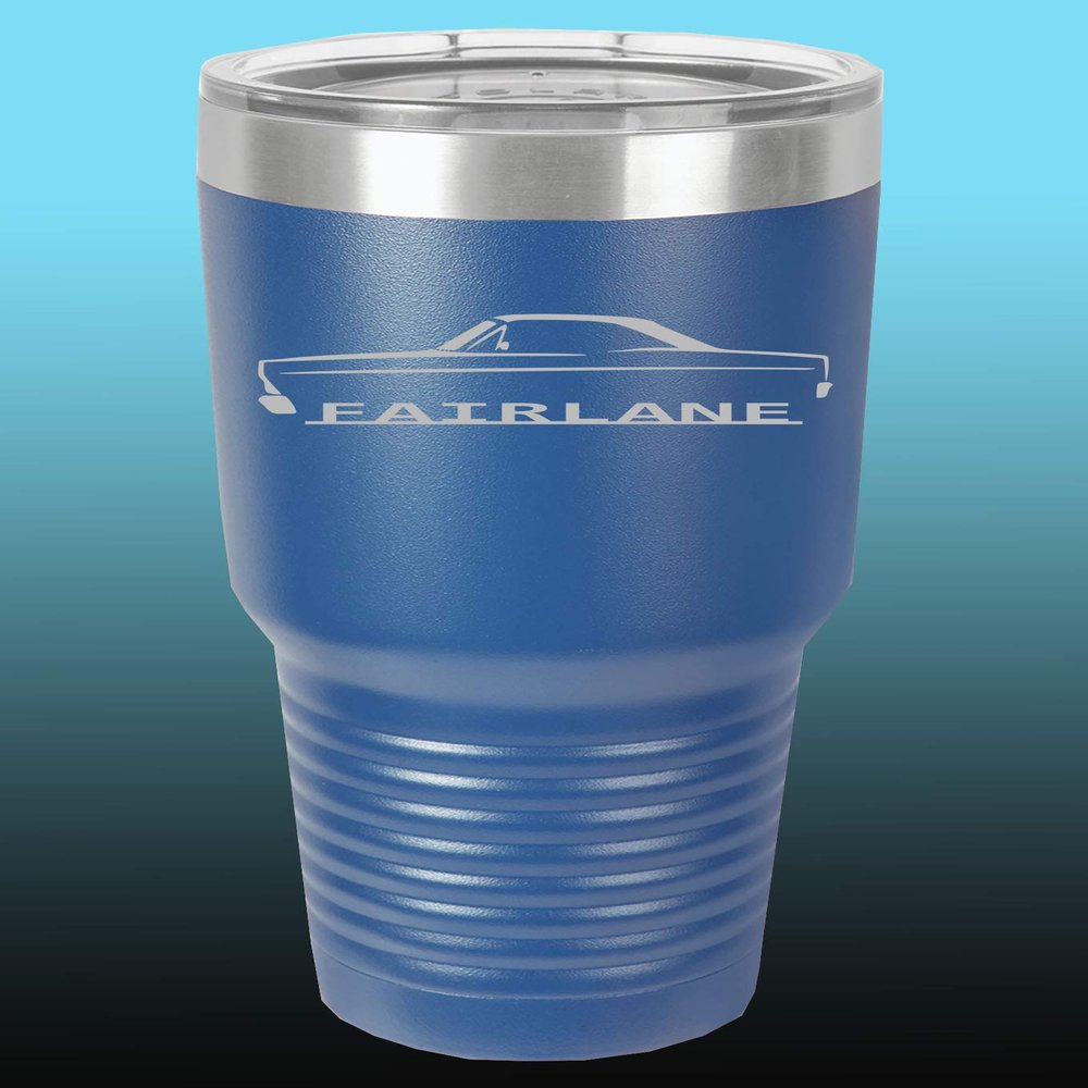 1966 1967 Ford Fairlane Hardtop 30oz Stainless Steel Tumbler w/Clear Lid royal