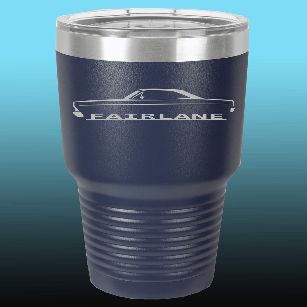 1966 1967 Ford Fairlane Hardtop 30oz Stainless Steel Tumbler w/Clear Lid navy