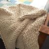 Chunky Knit Blanket Chenille Beige, Handmade Chunky Throw Blankets Bulky Soft Fluffy Oversized Cable Braided Hand Knotted Throw for Sofa, Boho Gift -24x31inch view 4