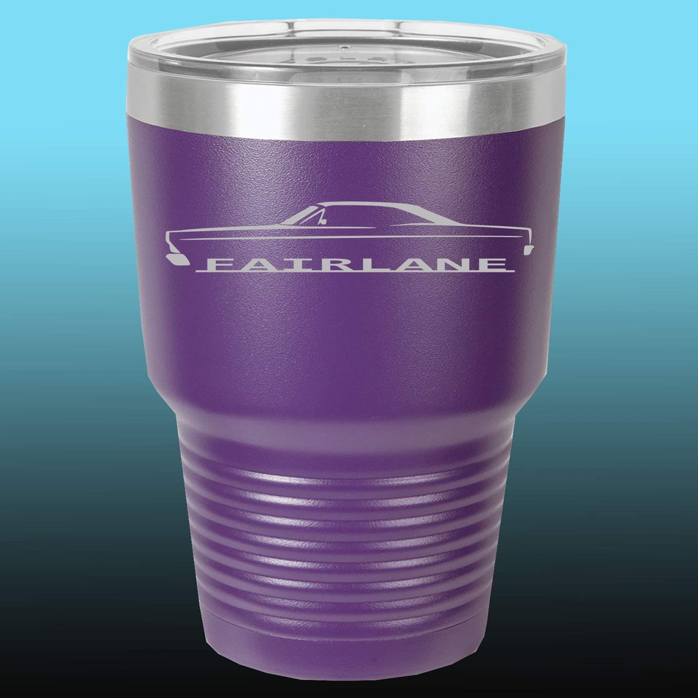 1966 1967 Ford Fairlane Hardtop 30oz Stainless Steel Tumbler w/Clear Lid purple