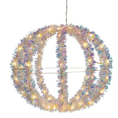 Kurt S. Adler 12-Inch Warm White LED Tinsel Foldable Sphere