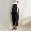 Andongnywell Women's Fashion Casual Slim Fit Baggy Suspenders Cotton Linen Overalls Jumpsuit with Pockets Trousers (Black,Large) view 2