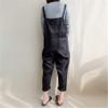 Andongnywell Women's Fashion Casual Slim Fit Baggy Suspenders Cotton Linen Overalls Jumpsuit with Pockets Trousers (Black,Large) view 3