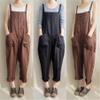 Andongnywell Women's Fashion Casual Slim Fit Baggy Suspenders Cotton Linen Overalls Jumpsuit with Pockets Trousers (Black,Large) view 4