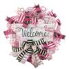 Artisan "Welcome" Flamingo Beach, Coastal Wreath for Front Door Outside or Inside Decorations. Very Full, Made with Weather Resistant Jute & Mesh. view 1