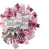 Artisan "Welcome" Flamingo Beach, Coastal Wreath for Front Door Outside or Inside Decorations. Very Full, Made with Weather Resistant Jute & Mesh. view 2
