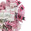 Artisan "Welcome" Flamingo Beach, Coastal Wreath for Front Door Outside or Inside Decorations. Very Full, Made with Weather Resistant Jute & Mesh. view 3