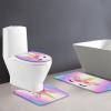 3 Piece Bath Rug Mat Sets Fantasy Magic Head Pink Rose Flower Rainbow Romantic Twinkle Star Cartoon Animal Kids Girl Baby Bathroom Doormat Rugs, Toilet Seat Cover, U-Shaped Toilet Floor Mat view 2