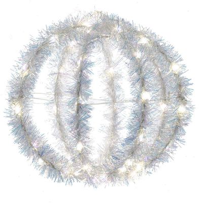 Kurt S. Adler 8-Inch Warm White LED Tinsel Foldable Sphere