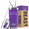 1967 1968 1969 Plymouth Barracuda Hardtop Beast 20 oz Stainless Steel Insulated Tumbler w/Lid, 2 Straws, Brush and Gift Box purple view 1