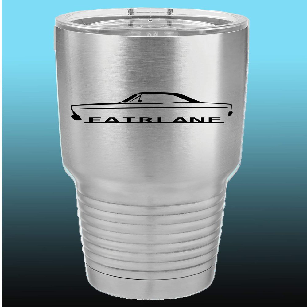 1966 1967 Ford Fairlane Hardtop 30oz Stainless Steel Tumbler w/Clear Lid stainless