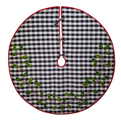 Kurt S. Adler 50-Inch Black and White Buffalo Check Holly Tree Skirt