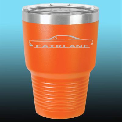 1966 1967 Ford Fairlane Hardtop 30oz Stainless Steel Tumbler w/Clear Lid orange