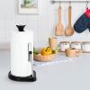 Hystun Single Tear Paper Towel Holder Countertop, Standing Paper Towel Holder Stainless Steel with Tension Arm, Easy to Tear Paper Roll Dispenser Stand for Kitchen Countertop & Bathroom view 4