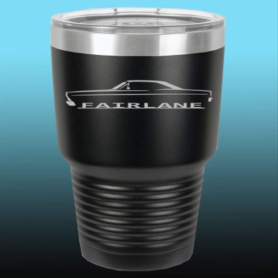 1966 1967 Ford Fairlane Hardtop 30oz Stainless Steel Tumbler w/Clear Lid black