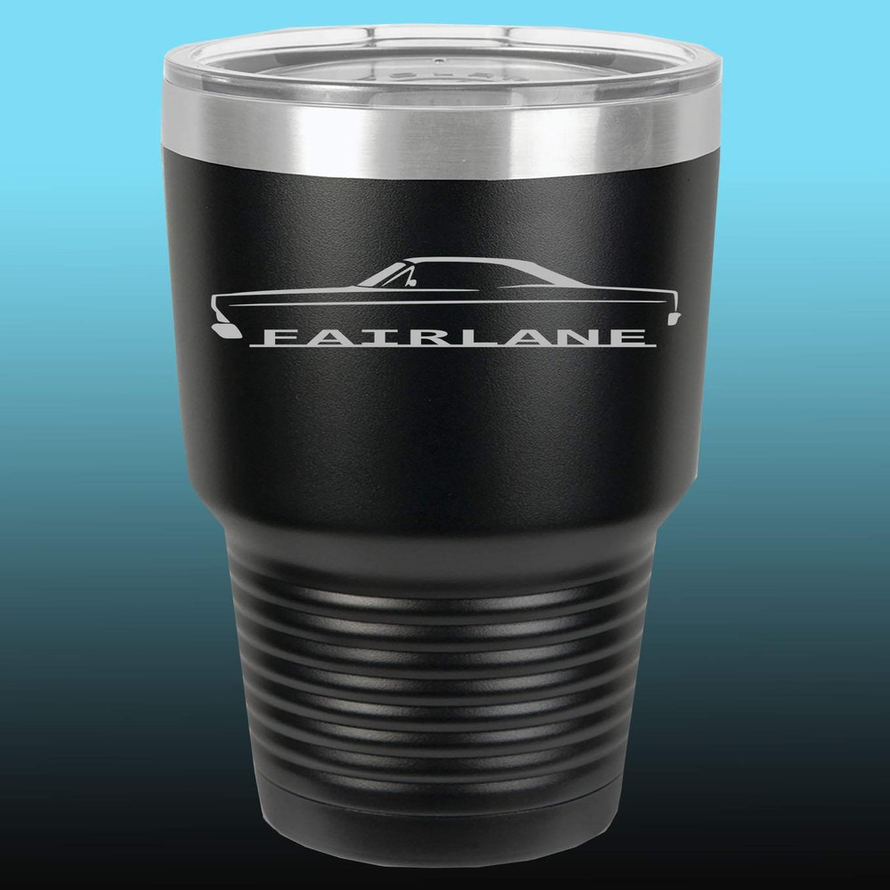 1966 1967 Ford Fairlane Hardtop 30oz Stainless Steel Tumbler w/Clear Lid black