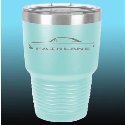 1966 1967 Ford Fairlane Hardtop 30oz Stainless Steel Tumbler w/Clear Lid seafoam