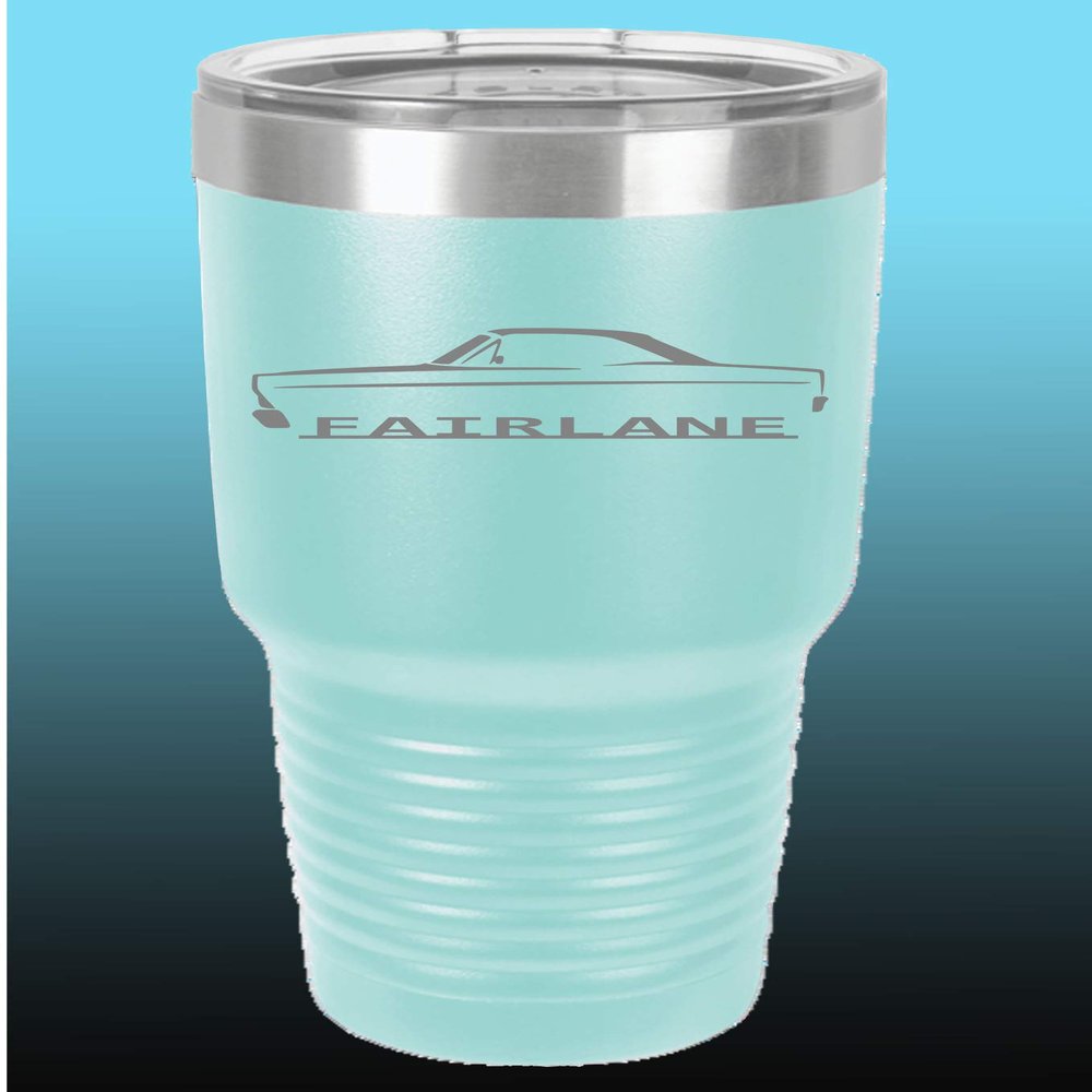 1966 1967 Ford Fairlane Hardtop 30oz Stainless Steel Tumbler w/Clear Lid seafoam