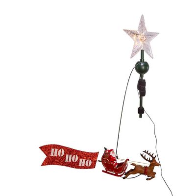 Kurt S. Adler 19.7-Inch LED Star Tree Topper with Rotating Santa