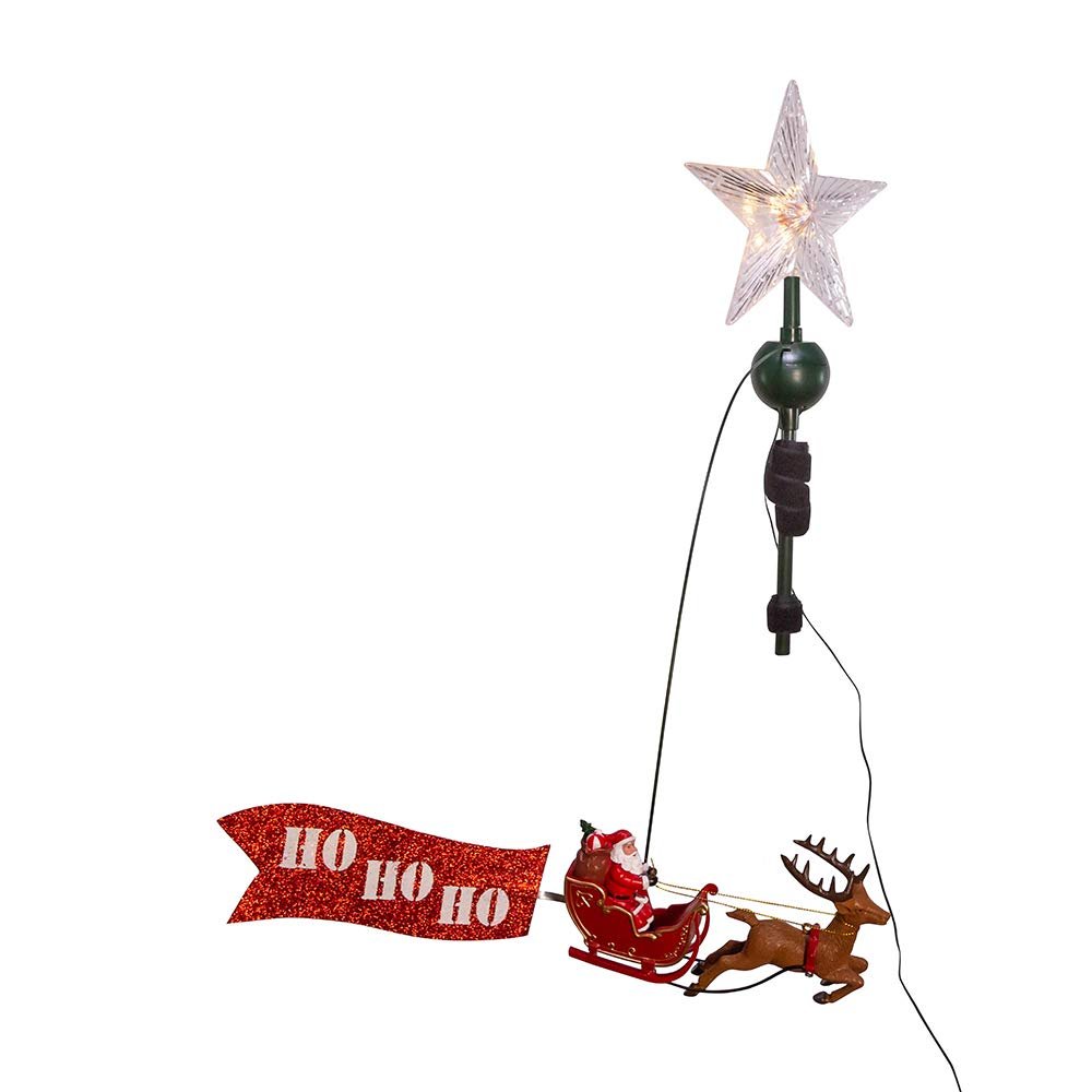 Kurt S. Adler 19.7-Inch LED Star Tree Topper with Rotating Santa