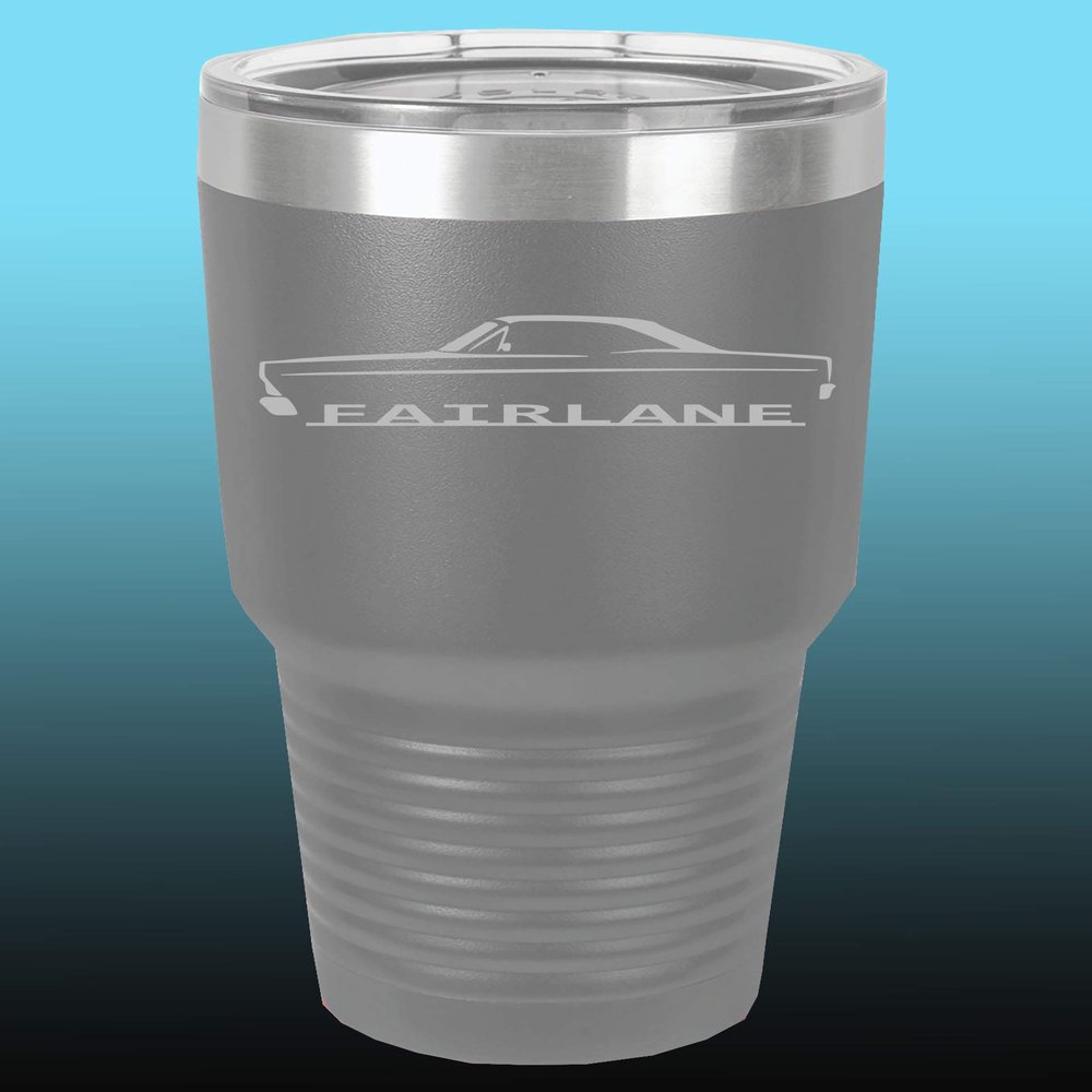 1966 1967 Ford Fairlane Hardtop 30oz Stainless Steel Tumbler w/Clear Lid grey