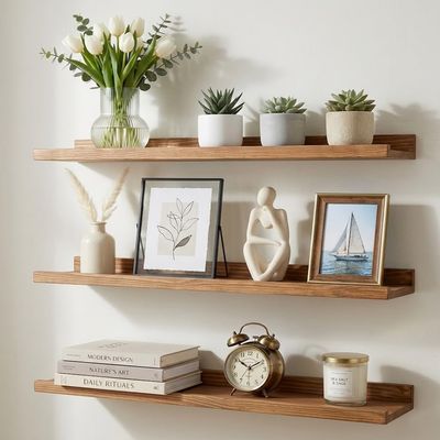 AZSKY Floating Shelves Set of 3, Picture Ledge Shelf, 24 Inches Long Large Nursery Book Shelves for Storage, Kids Bookshelf Wall Mounted for Living Room Bedroom Decor Books Photo Frames