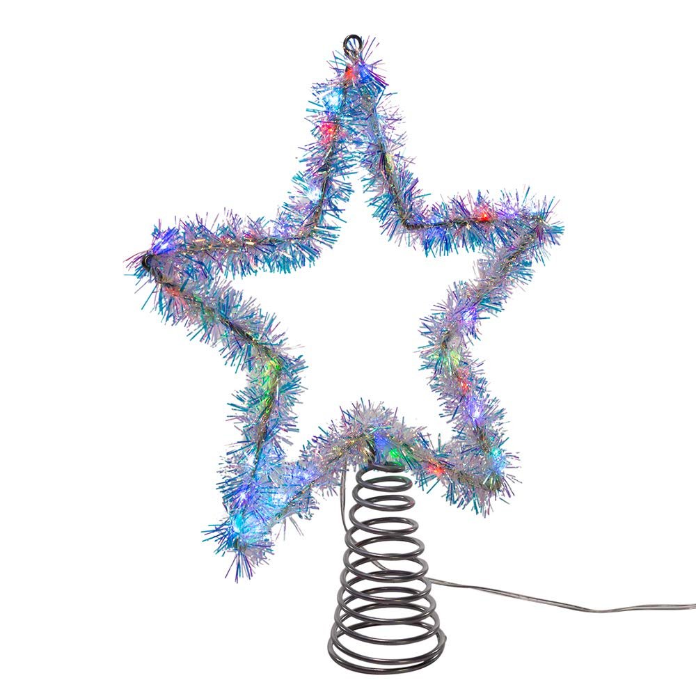 Kurt S. Adler 12.2-Inch Tinsel Star Tree Topper with RGB LED Lights